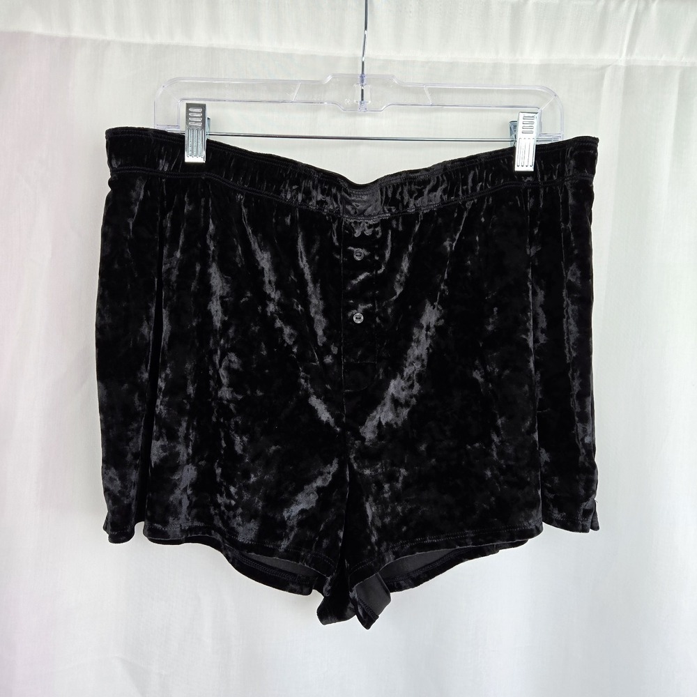 Victoria's Secret PINK Black Stretch Velvet Sleep Shorts Size XL Loungewear